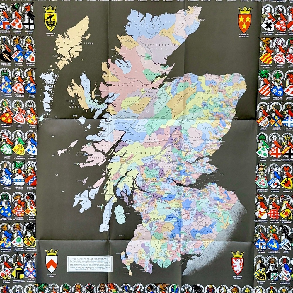 Bartholomew Clan Map Scotland of Old Tartan Plaid Vintage Scottish Chiefs - Picture 8 of 10
